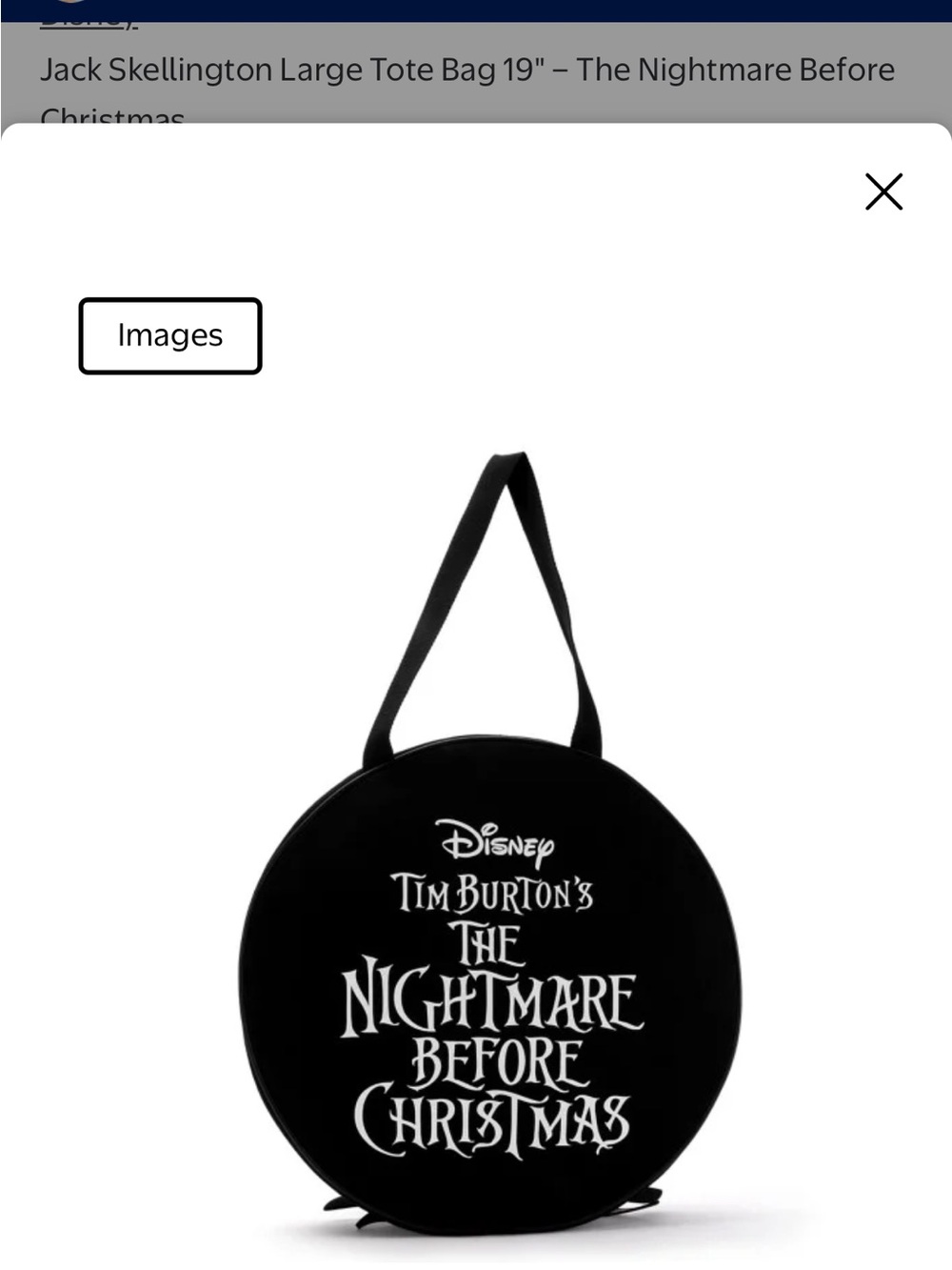 Disney - Jack Skellington Large FaceTote Bag - The Nightmare Before Christmas - Picture 2 of 7